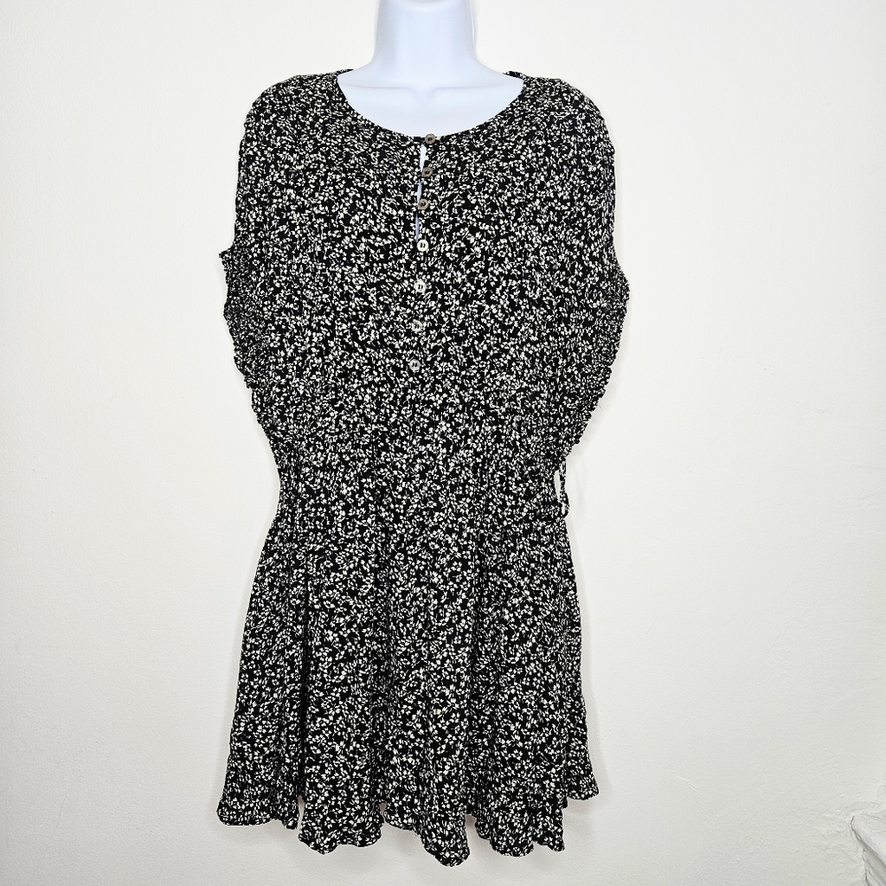 Free People One Fine Day Mini Dress in Black Combo Size S